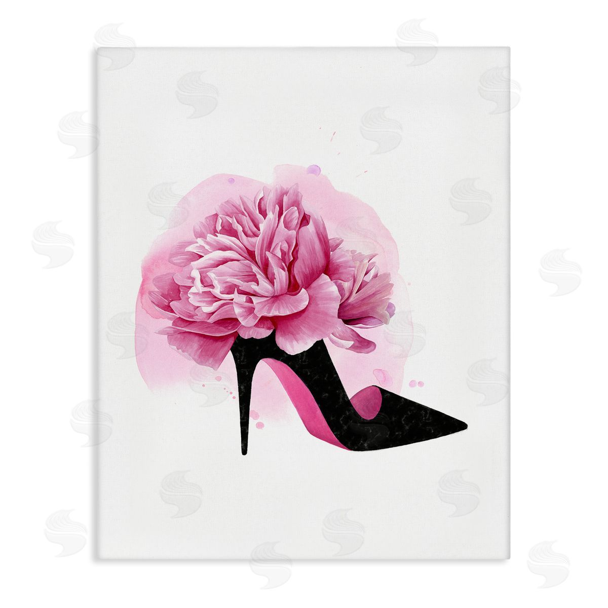 Flower Heel Black Pink Canvas Wall Art, Home Decor by Grace Popp