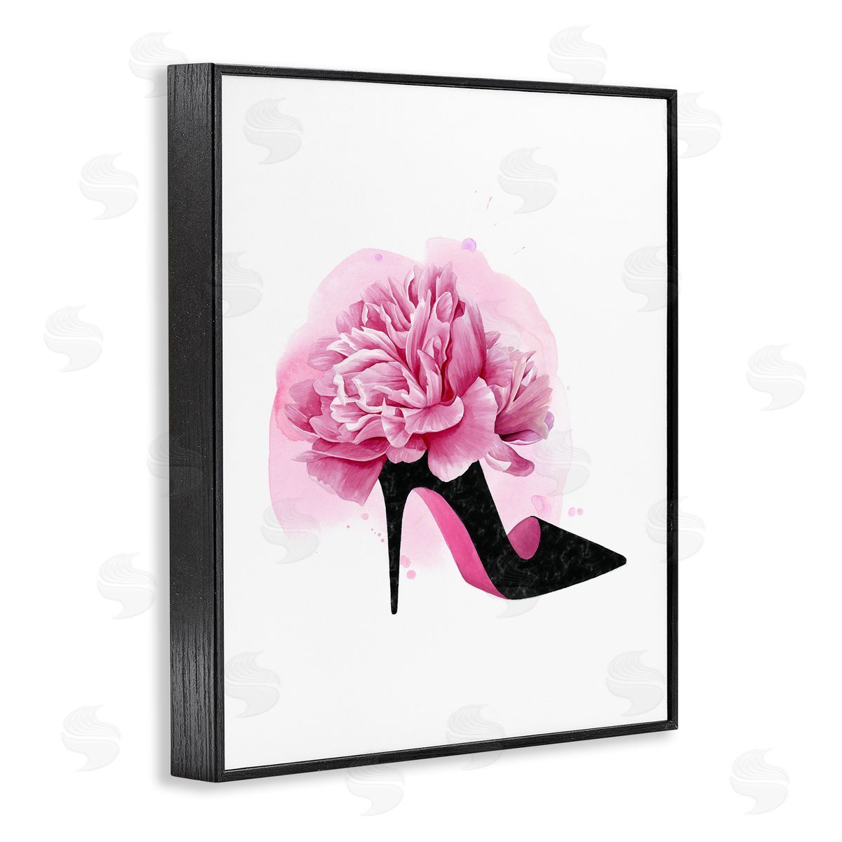 Flower Heel Black Pink Black Frame Print Wall Art, Home Decor by Grace Popp