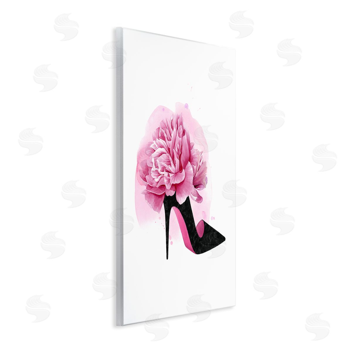 Flower Heel Black Pink Wood Plaque Wall Art, Home Decor by Grace Popp