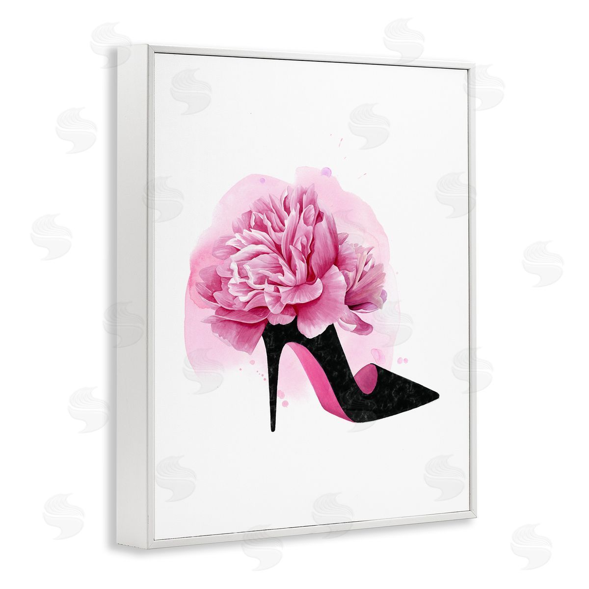 Flower Heel Black Pink White Frame Print Wall Art, Home Decor by Grace Popp