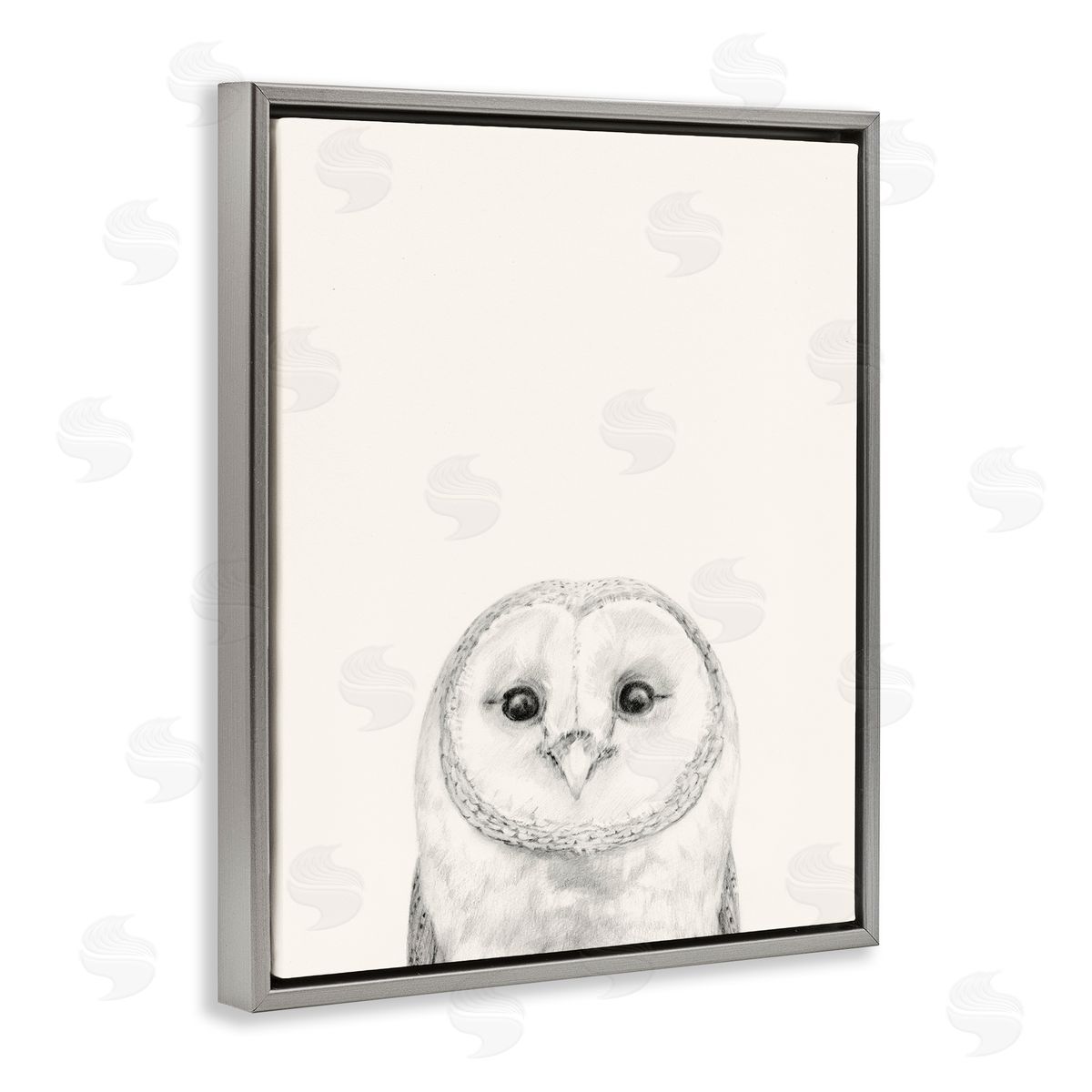 Owl Portrait Grey Grey Floating Frame Canvas Wall Art, Home Decor by Victoria Borges