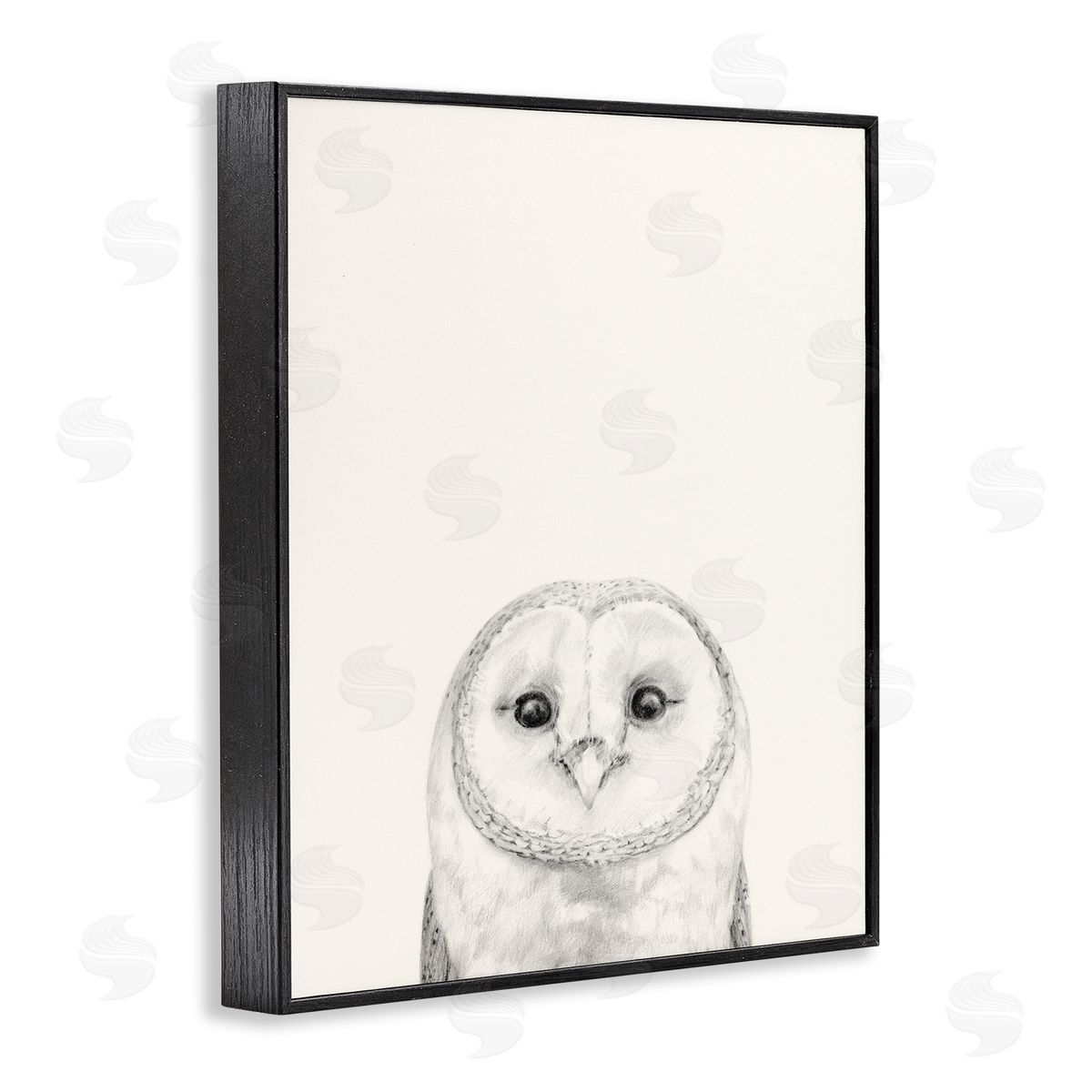 Owl Portrait Grey Black Frame Print Wall Art, Home Decor by Victoria Borges