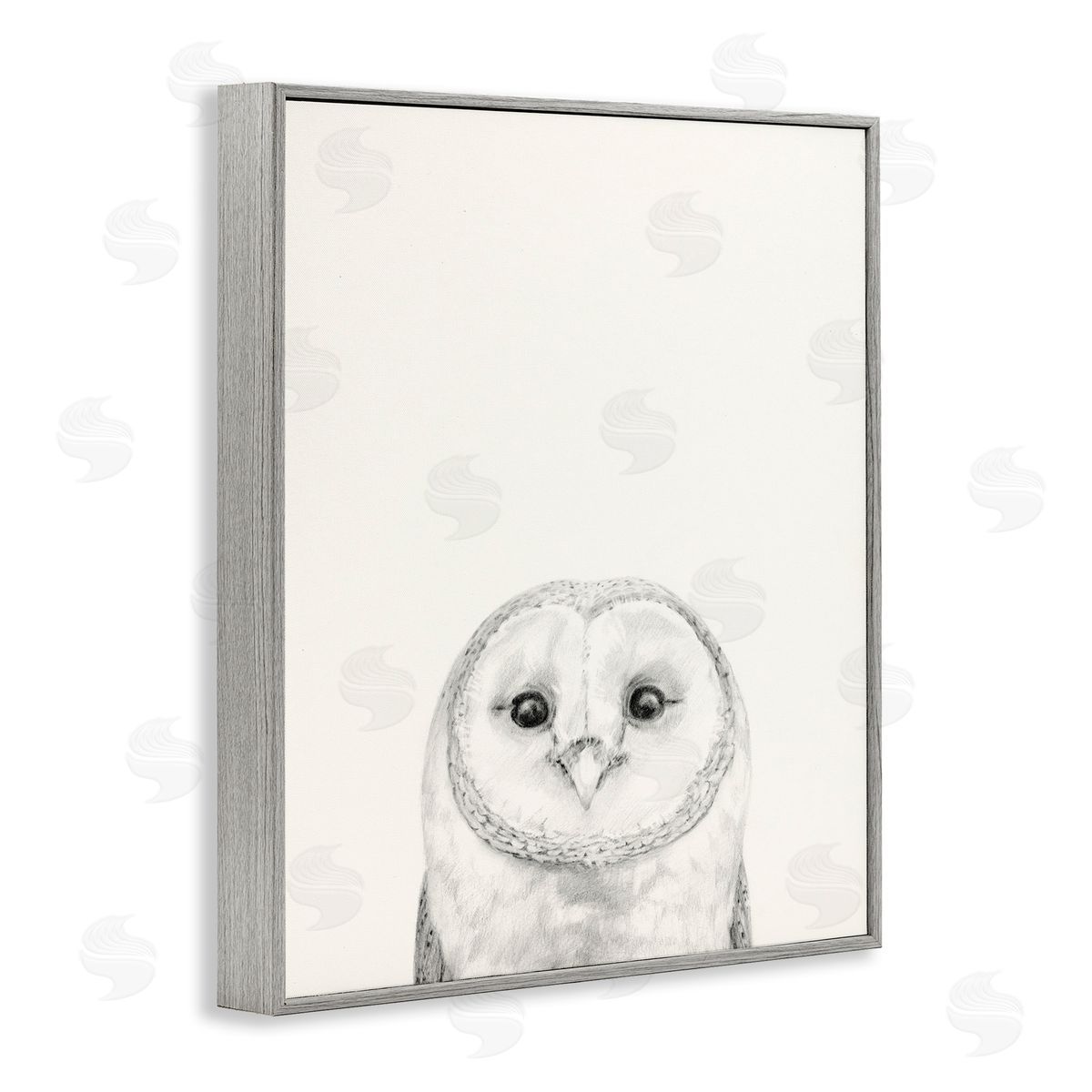 Owl Portrait Grey Grey Frame Print Wall Art, Home Decor by Victoria Borges