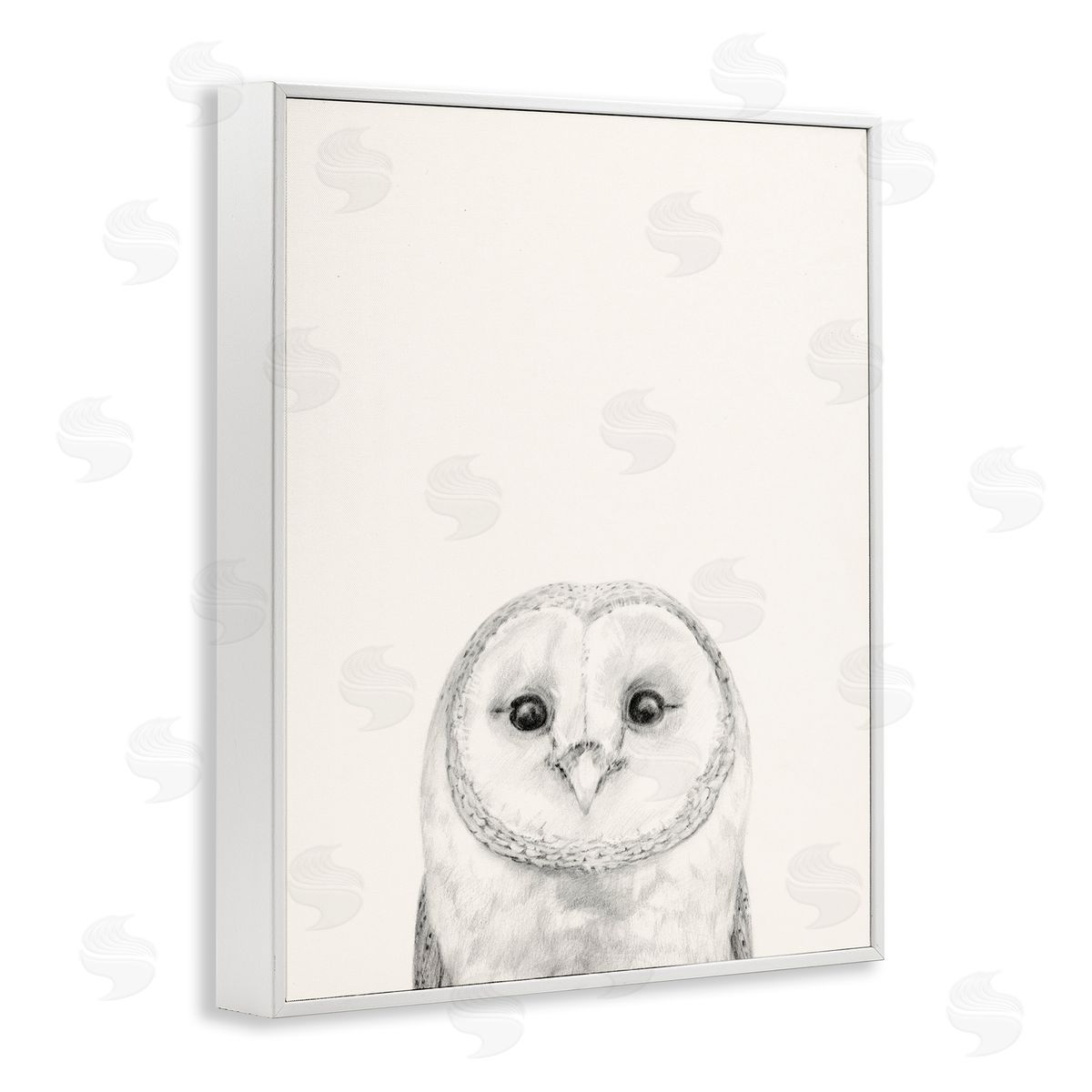Owl Portrait Grey White Frame Print Wall Art, Home Decor by Victoria Borges