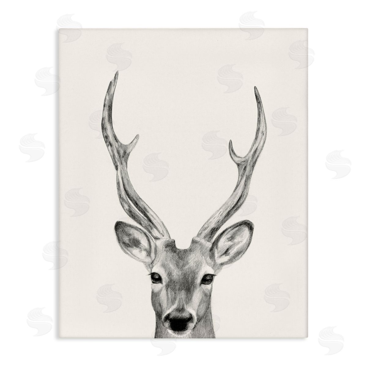 Deer Portrait Grey Canvas Wall Art, Home Decor by Victoria Borges