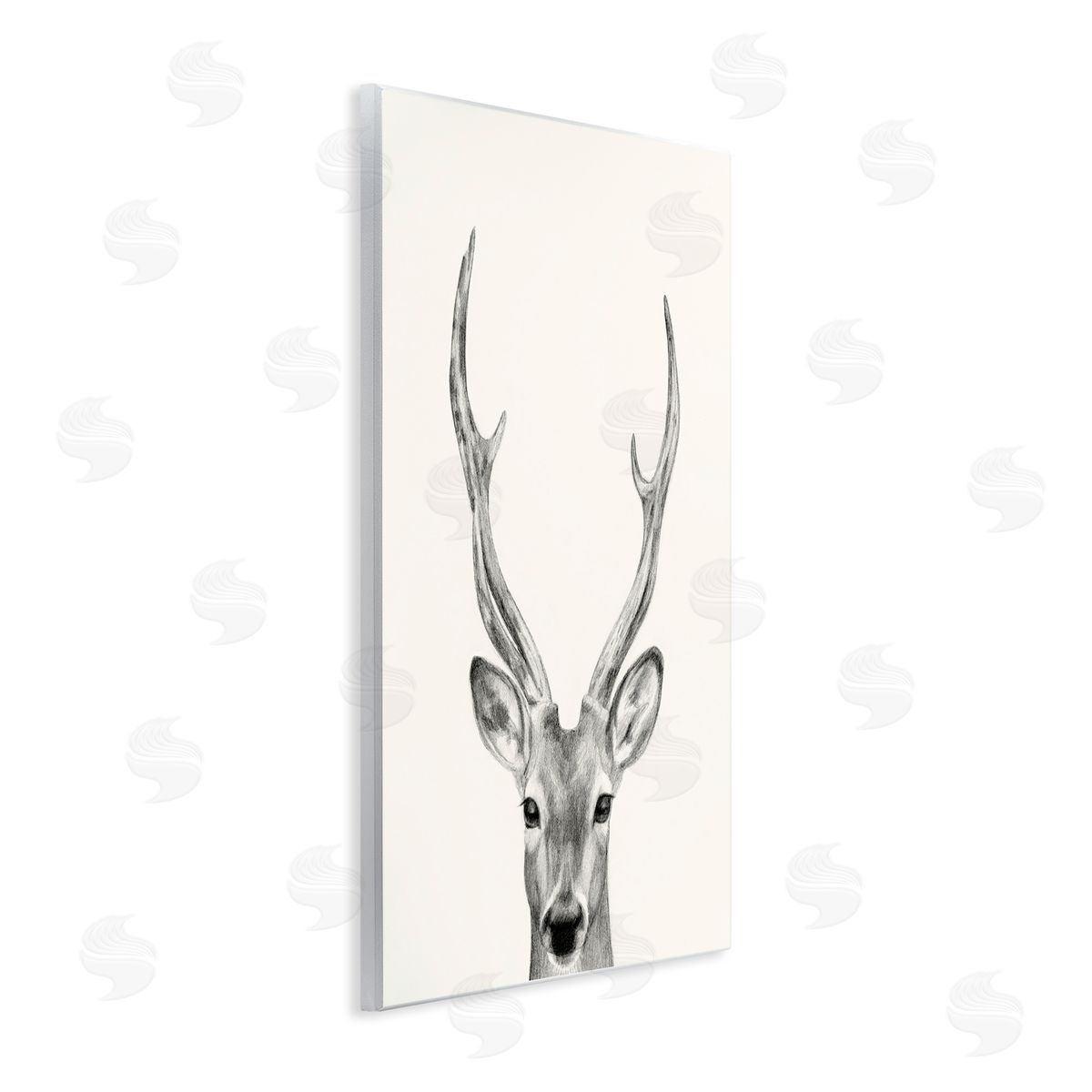 Deer Portrait Grey Wood Plaque Wall Art, Home Decor by Victoria Borges