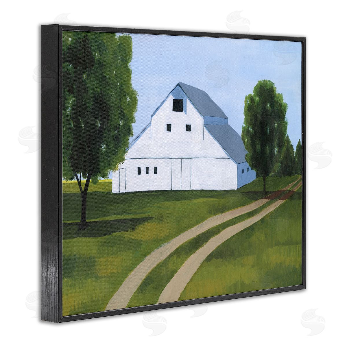 Country Fields & Barn Black Frame Print Wall Art, Home Decor by Grace Popp