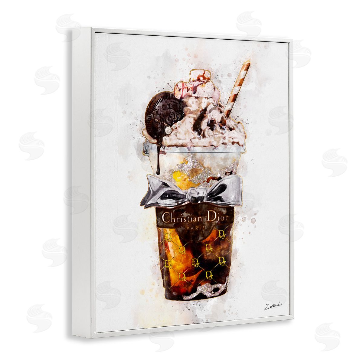 Fashion Brand Dessert Cup White Frame Print Wall Art, Home Decor by Ziwei Li