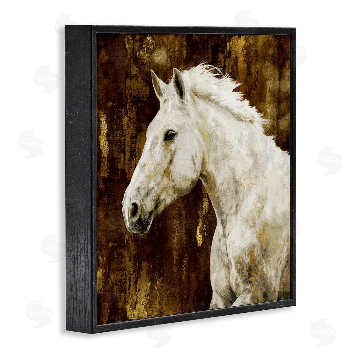 White Stallion Horse Portrait Black Frame Print Wall Art, Home Decor by Melonie Miller