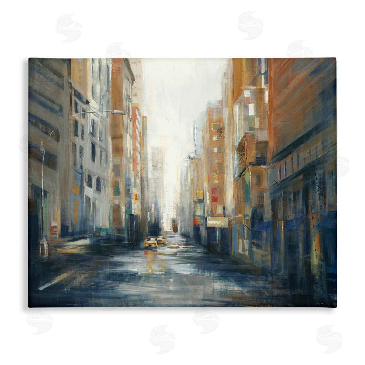 Cityscape Street After Rain Canvas Wall Art, Home Decor by Liz Jardine