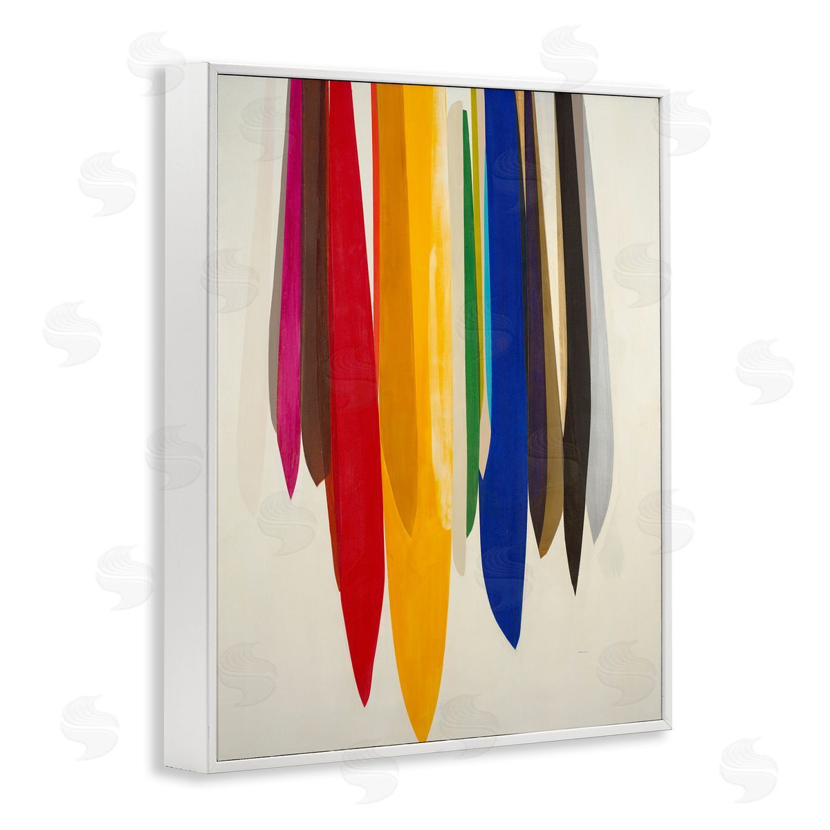 Rainbow Ribbons Abstract Shapes White Frame Print Wall Art, Home Decor by Sarah Stockstill