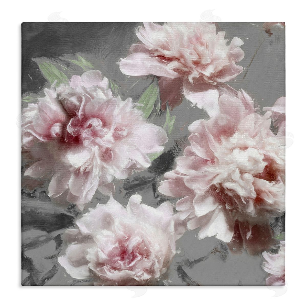 Pink Flowers On Neutral Canvas Wall Art, Home Decor by Shawna Sullivan