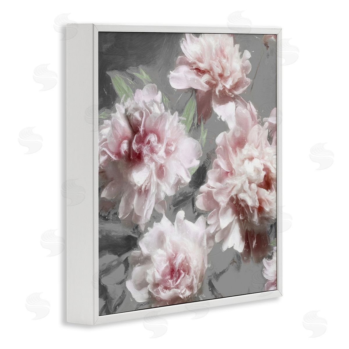 Pink Flowers On Neutral White Frame Print Wall Art, Home Decor by Shawna Sullivan