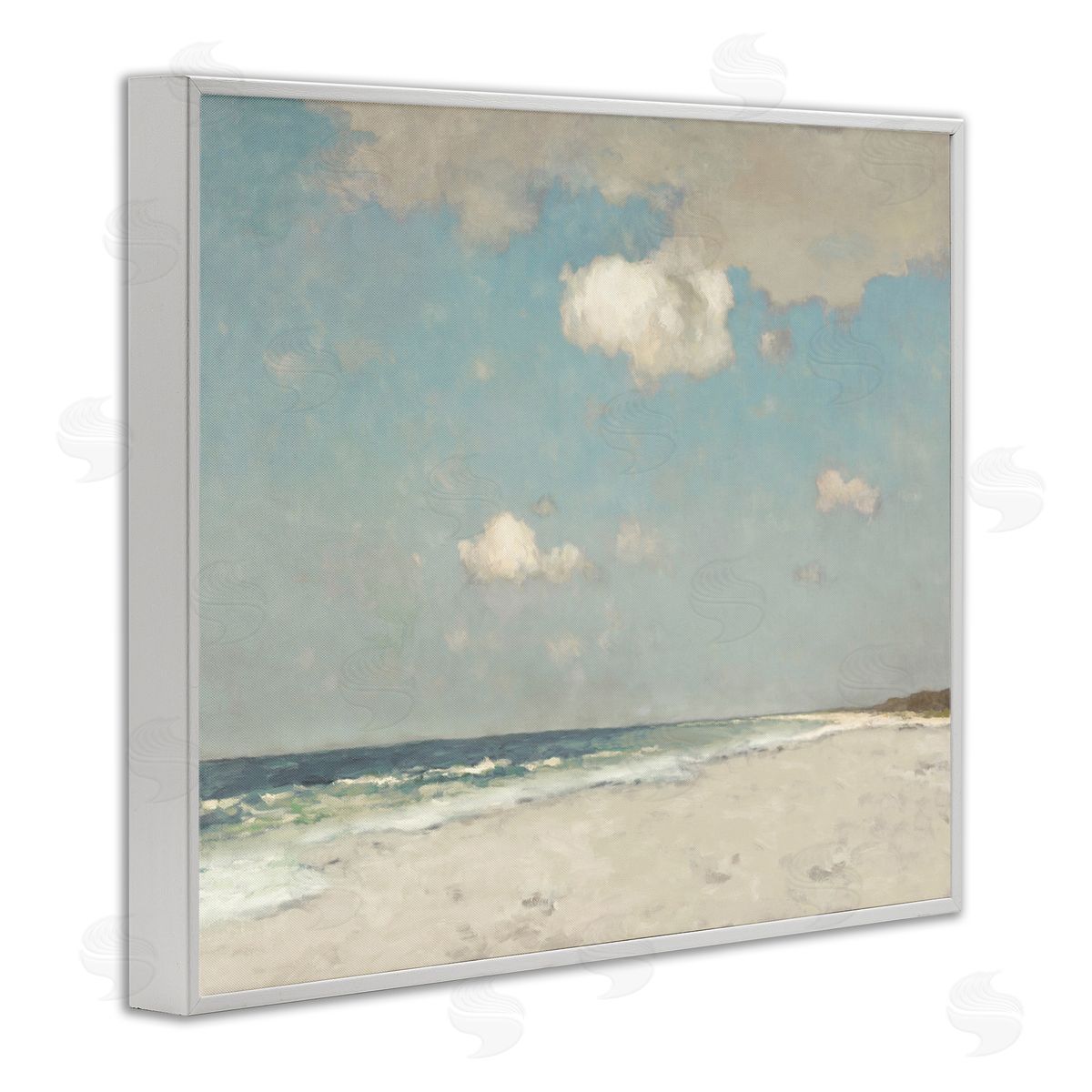 Beach Landscape Neutral Blue White Frame Print Wall Art, Home Decor by Christy McKee