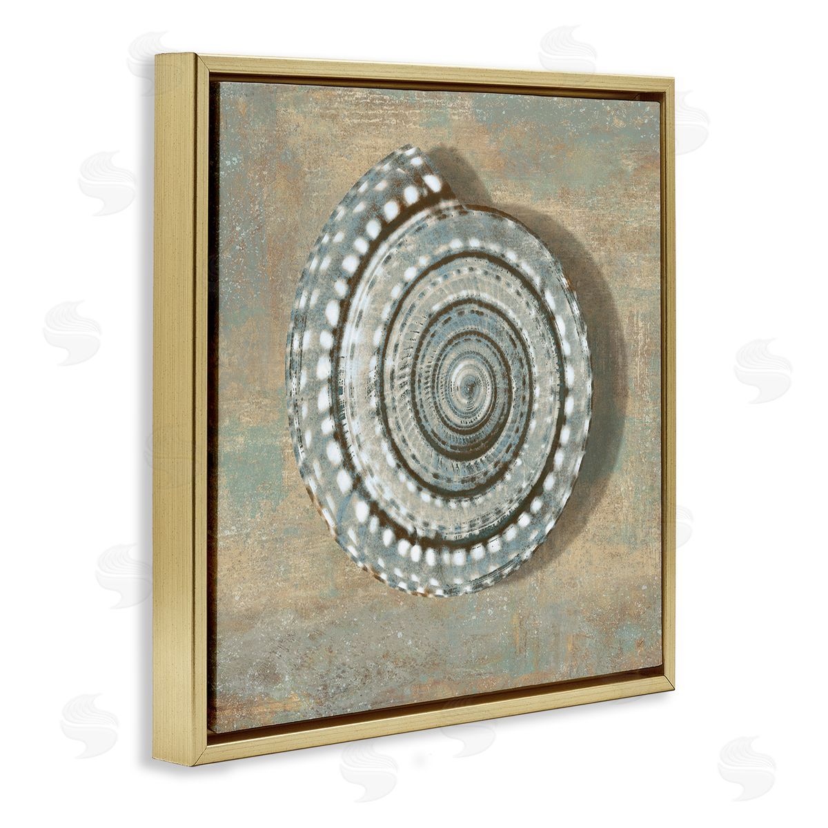 Spiral Shell Beach Objects Design Gold Floating Frame Canvas Wall Art, Home Decor by Christy McKee