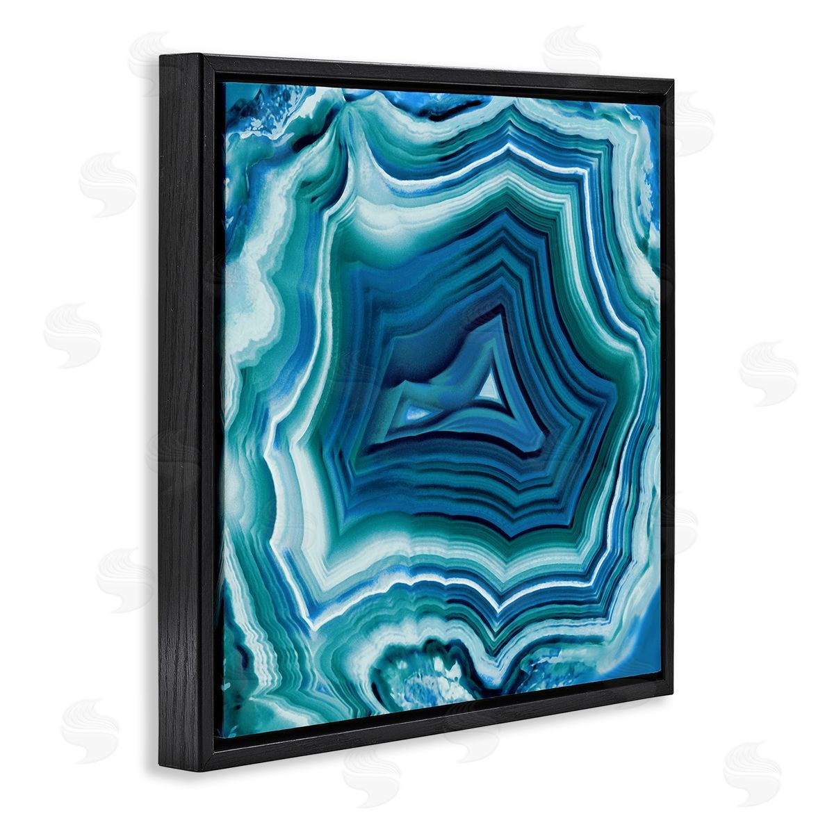 Agate Crystal Pattern Blue Black Floating Frame Canvas Wall Art, Home Decor by Danielle Carson