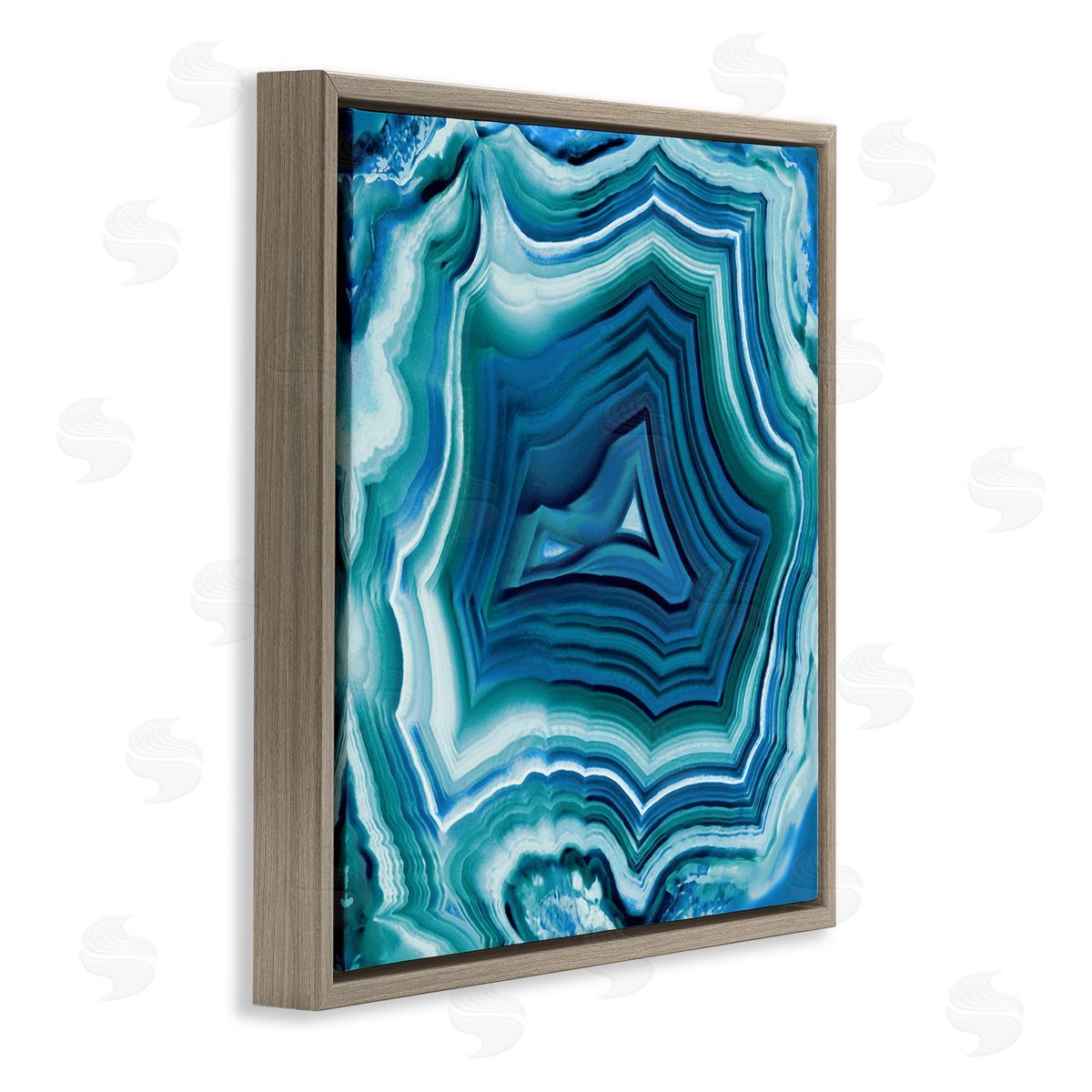 Agate Crystal Pattern Blue Brown Floating Frame Canvas Wall Art, Home Decor by Danielle Carson