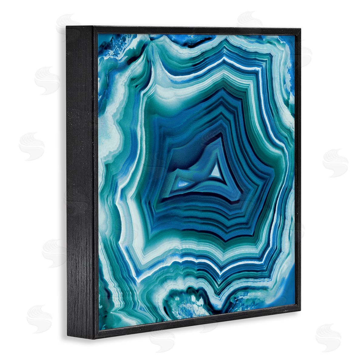Agate Crystal Pattern Blue Black Frame Print Wall Art, Home Decor by Danielle Carson