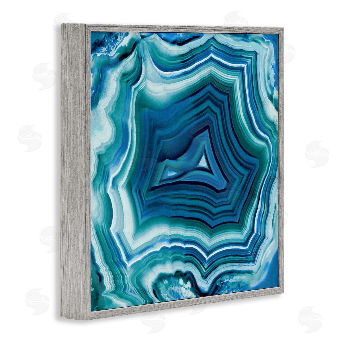 Agate Crystal Pattern Blue Grey Frame Print Wall Art, Home Decor by Danielle Carson