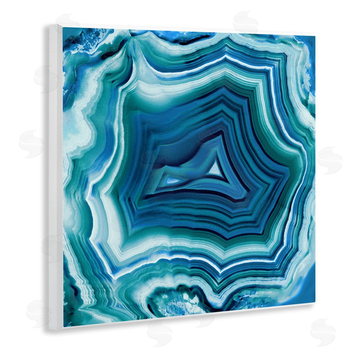 Agate Crystal Pattern Blue Wood Plaque Wall Art, Home Decor by Danielle Carson