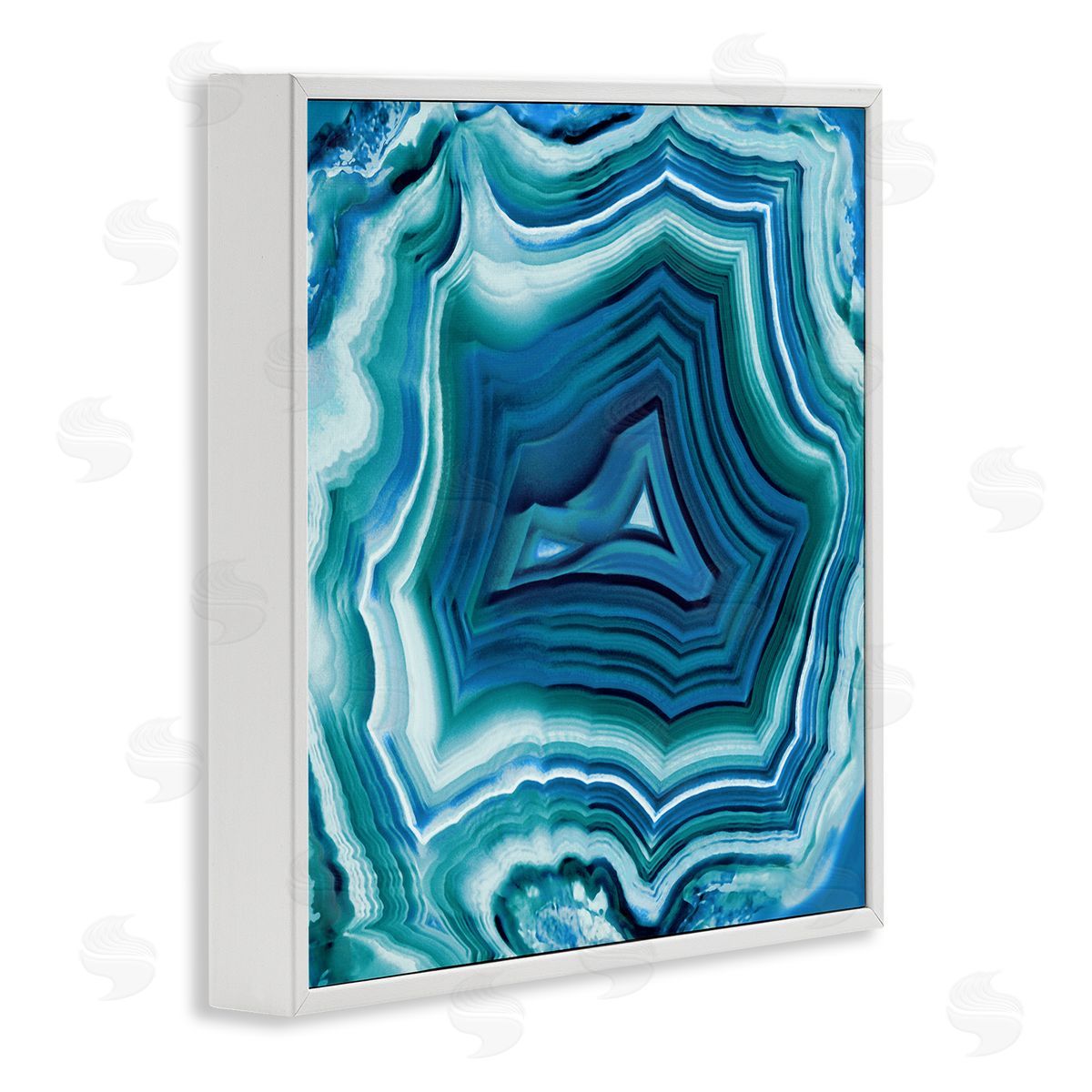 Agate Crystal Pattern Blue White Frame Print Wall Art, Home Decor by Danielle Carson