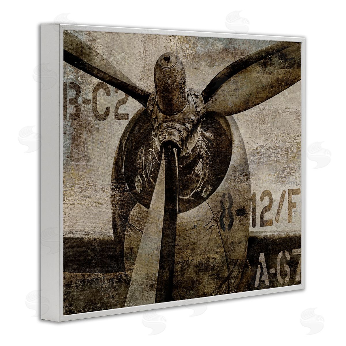 Airplane Rotor Vintage White Frame Print Wall Art, Home Decor by Dylan Mattews