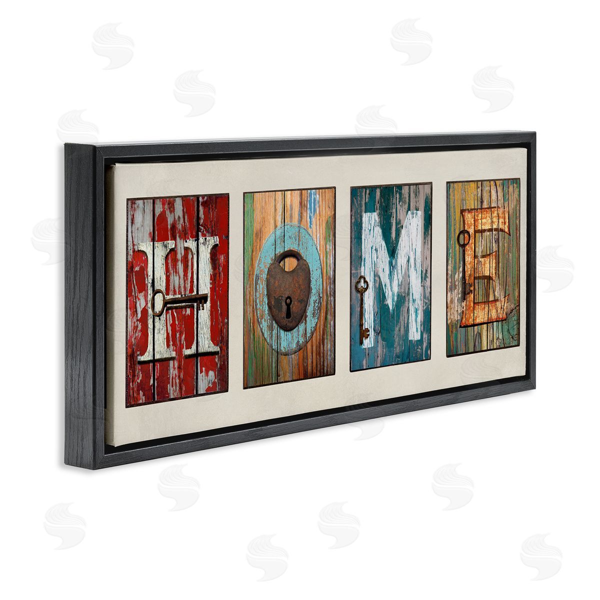 Home Locks And Key Black Floating Frame Canvas Wall Art, Home Decor by Jamie MacDowell