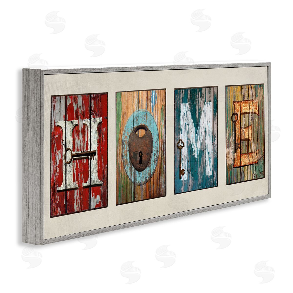 Home Locks And Key Grey Frame Print Wall Art, Home Decor by Jamie MacDowell