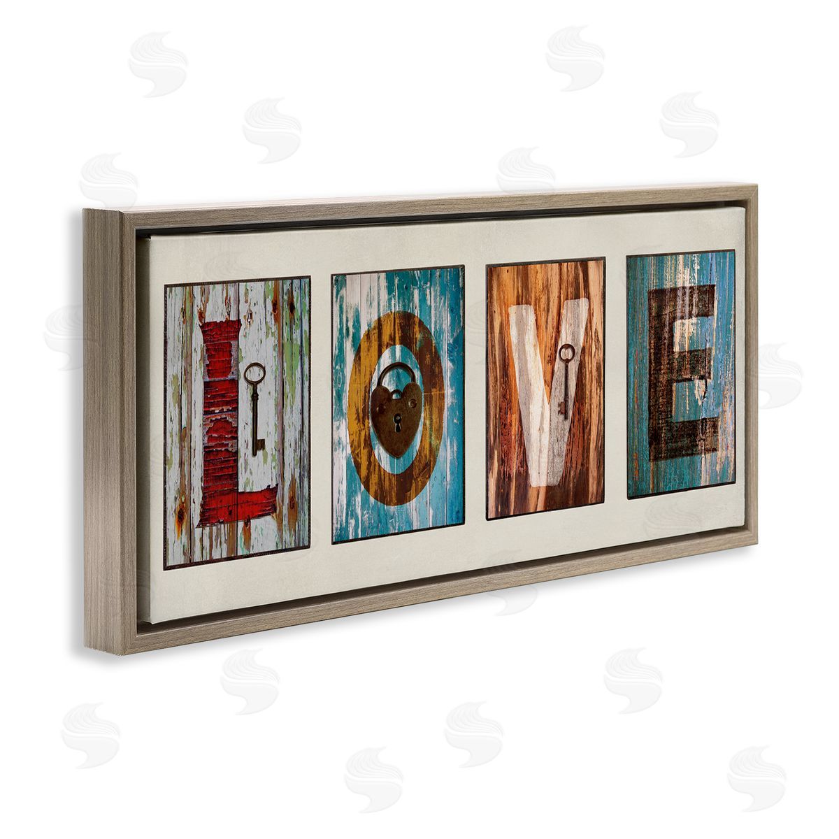 Love Locks And Key Brown Floating Frame Canvas Wall Art, Home Decor by Jamie MacDowell