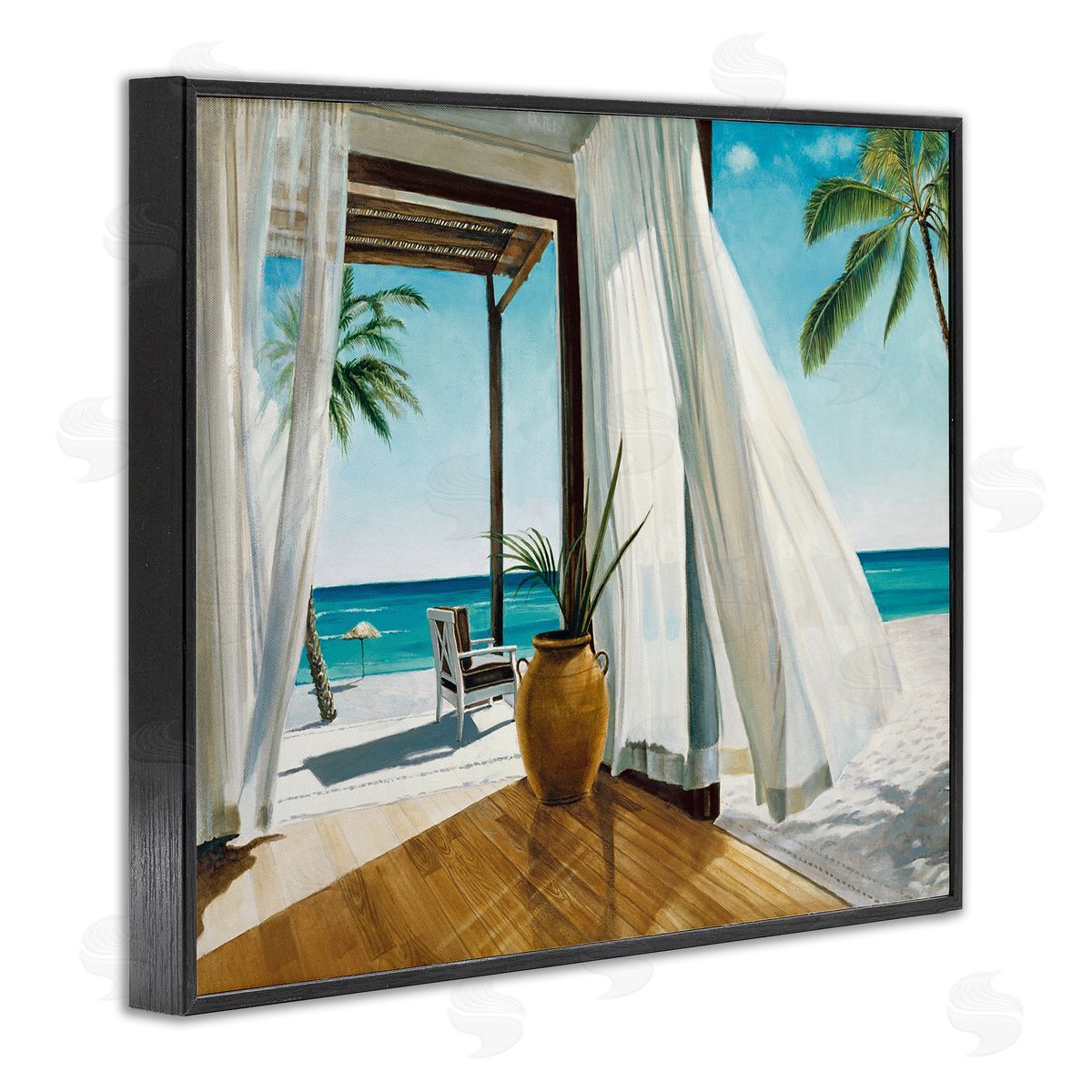 Beach Resort Ocean Landscape Black Frame Print Wall Art, Home Decor by Jacob Reed