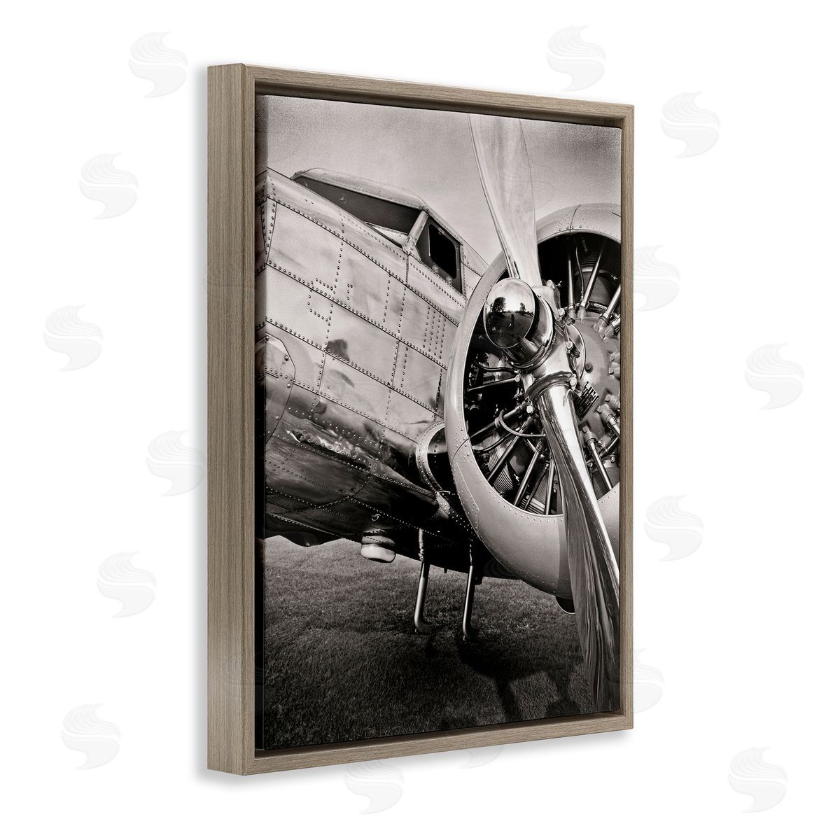 Vintage Airplane Propeller Brown Floating Frame Canvas Wall Art, Home Decor by John Slemp