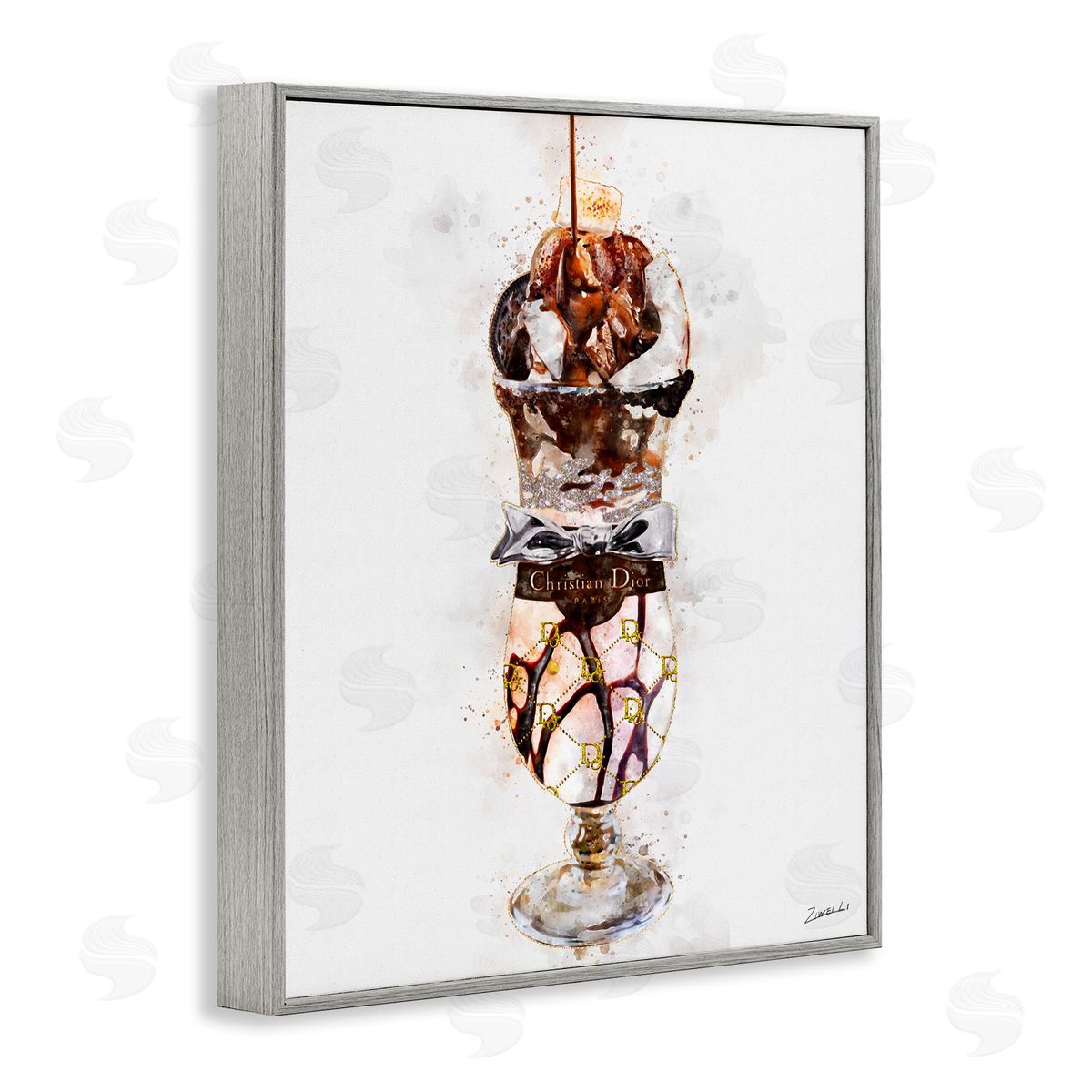 Fashion Brand Dessert Cup Grey Frame Print Wall Art, Home Decor by Ziwei Li