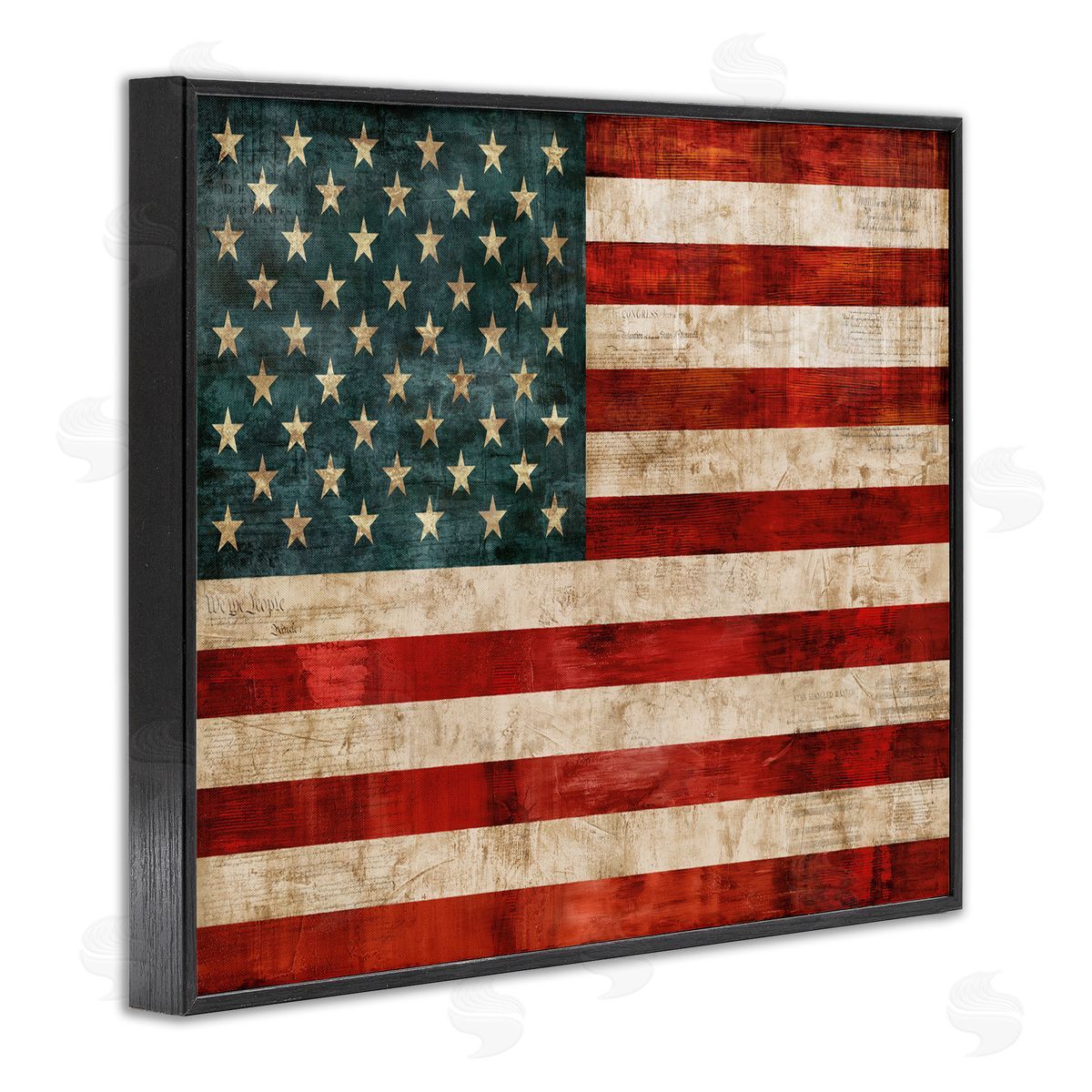 US American Flag Rustic Pattern Black Frame Print Wall Art, Home Decor by Luke Wilson