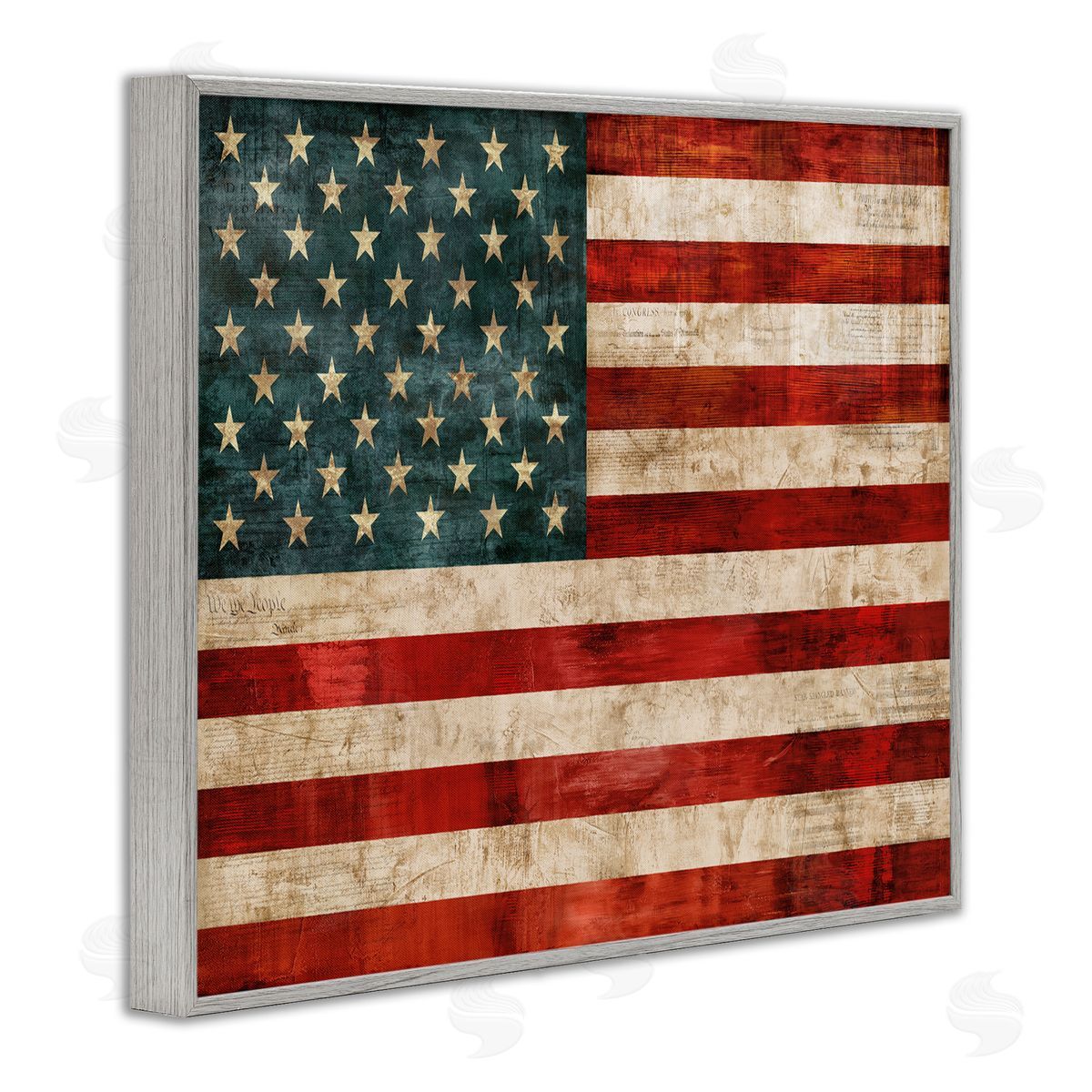 US American Flag Rustic Pattern Grey Frame Print Wall Art, Home Decor by Luke Wilson