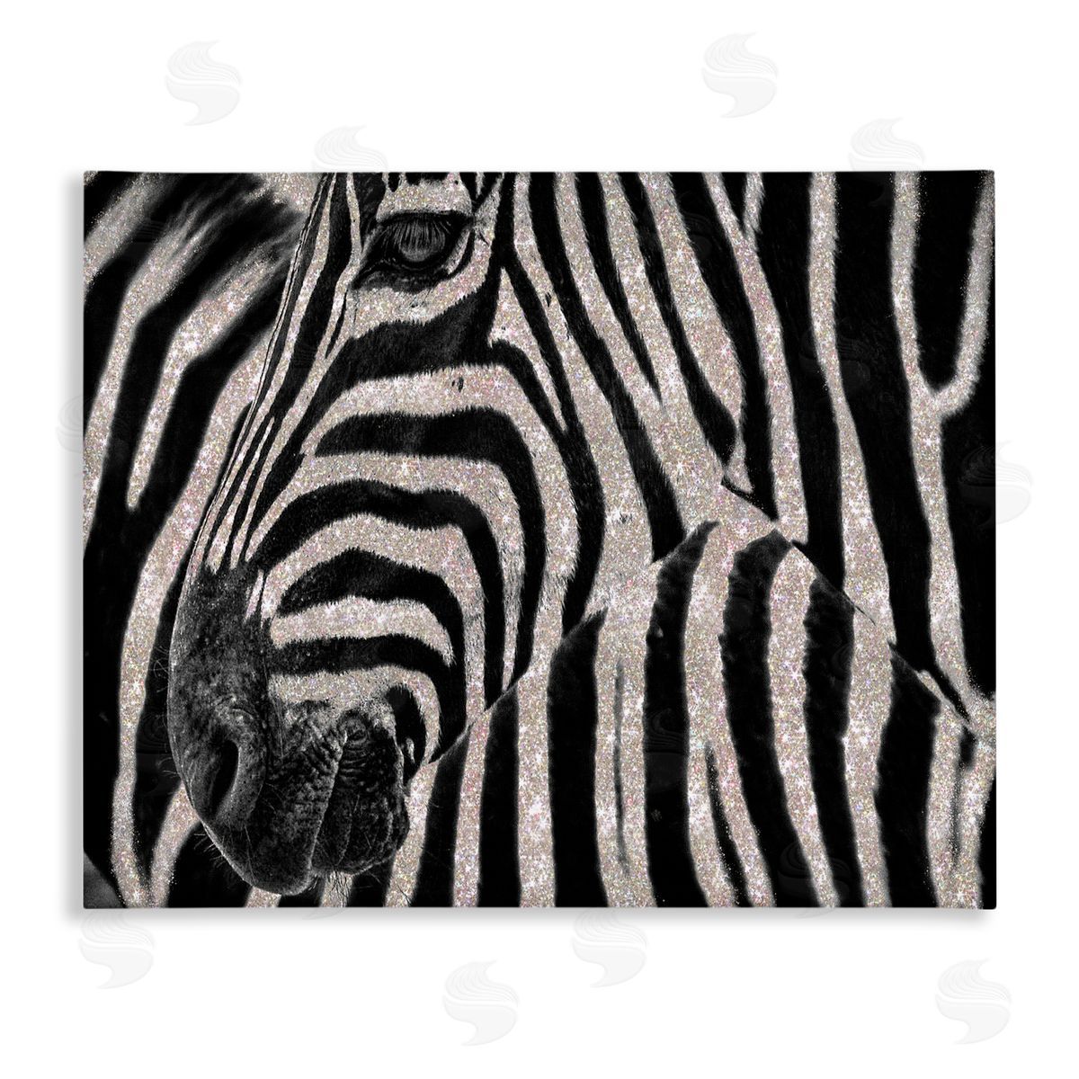 Glitter Zebra Glam Fashion Canvas Wall Art, Home Decor by Ziwei Li