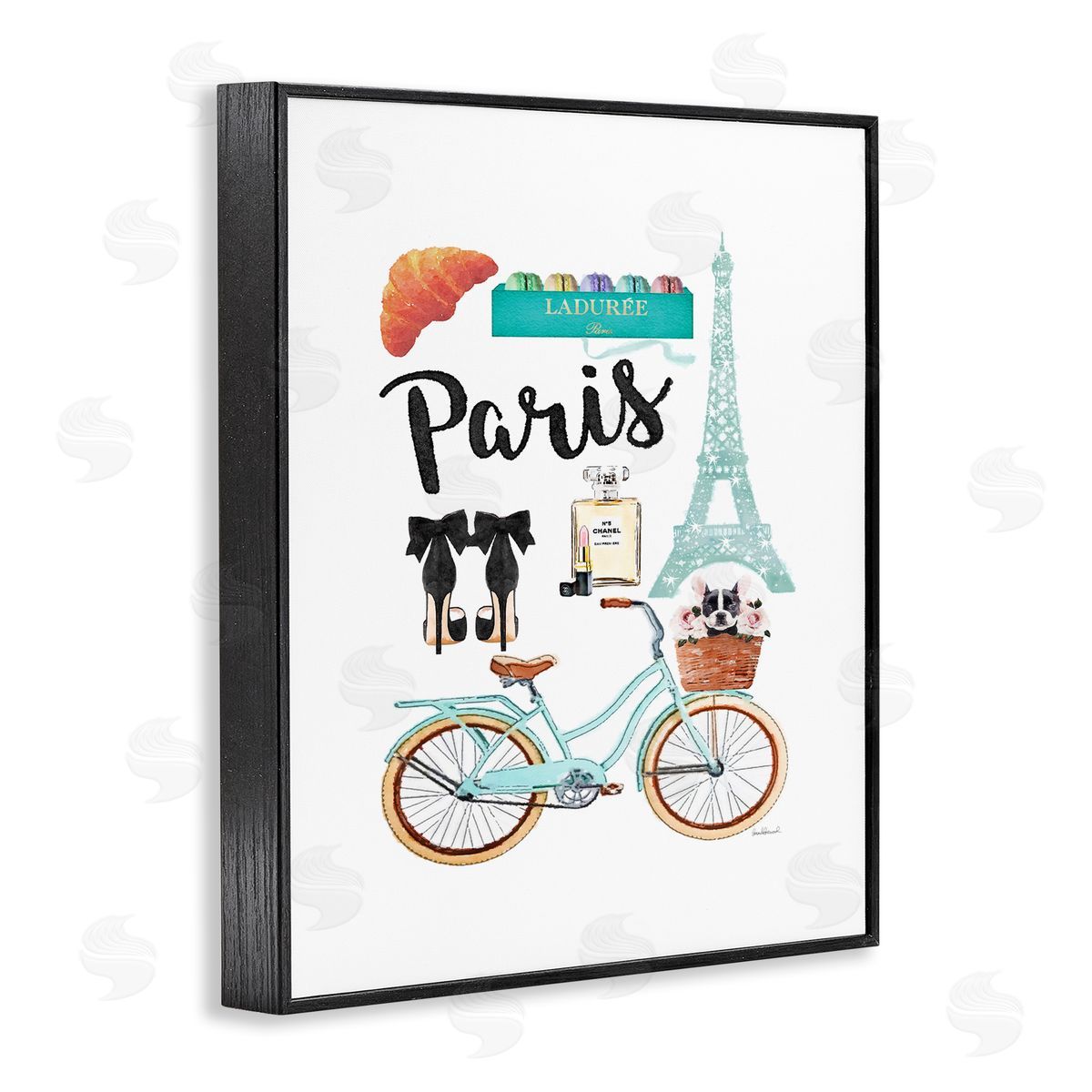 Paris Objects Bike & Heels Black Frame Print Wall Art, Home Decor by Amanda Greenwood