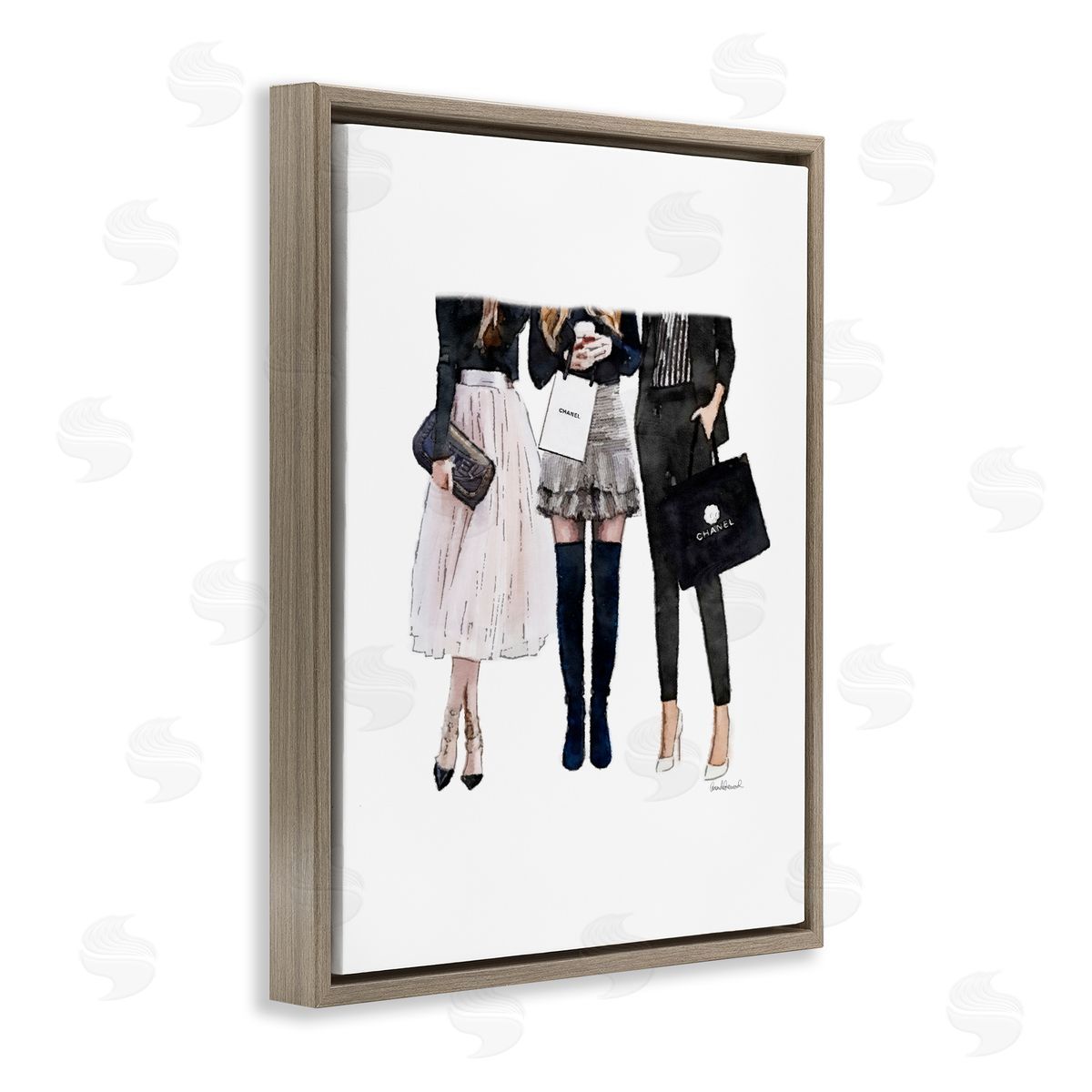 Fashion Models Glam Brands Brown Floating Frame Canvas Wall Art, Home Decor by Amanda Greenwood
