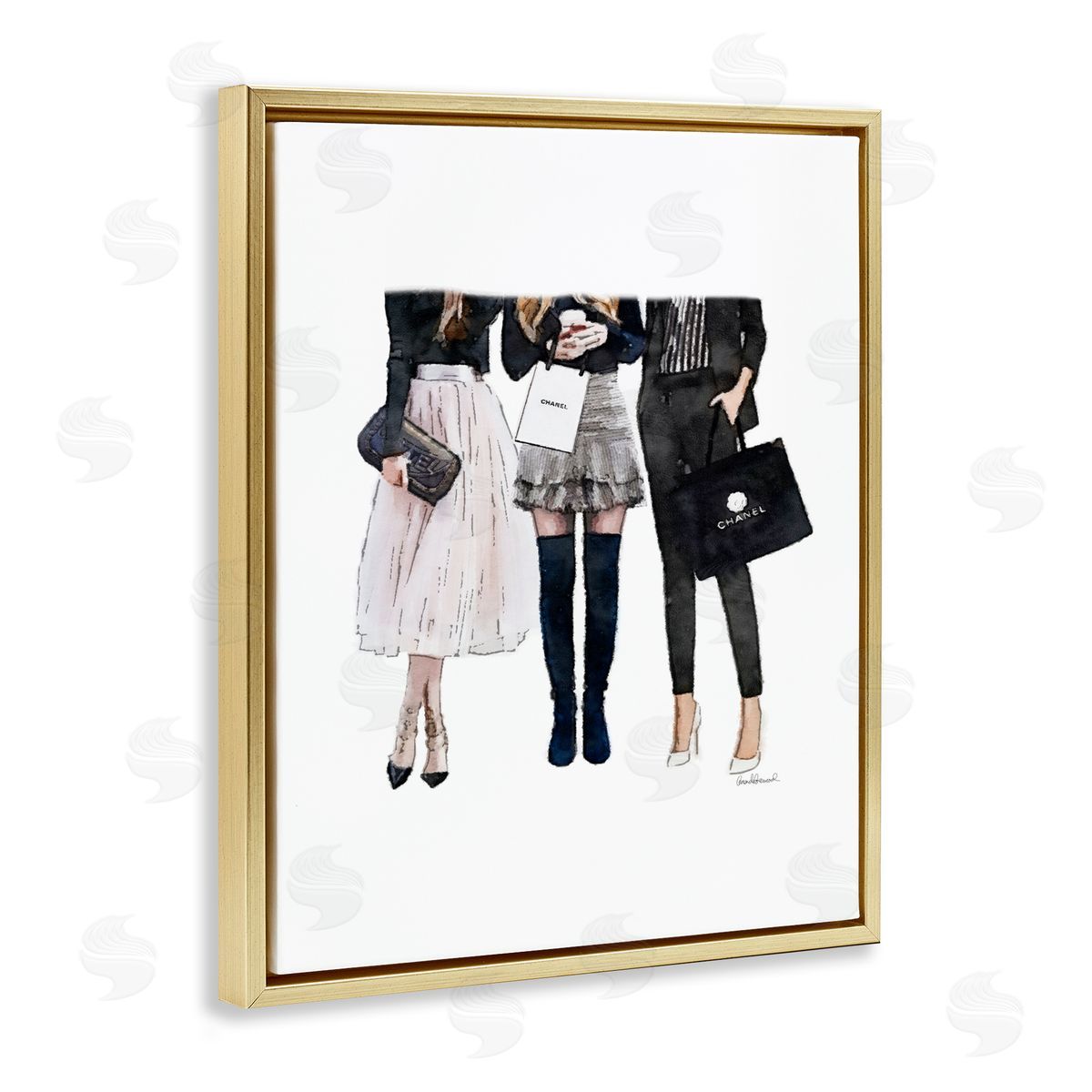 Fashion Models Glam Brands Gold Floating Frame Canvas Wall Art, Home Decor by Amanda Greenwood