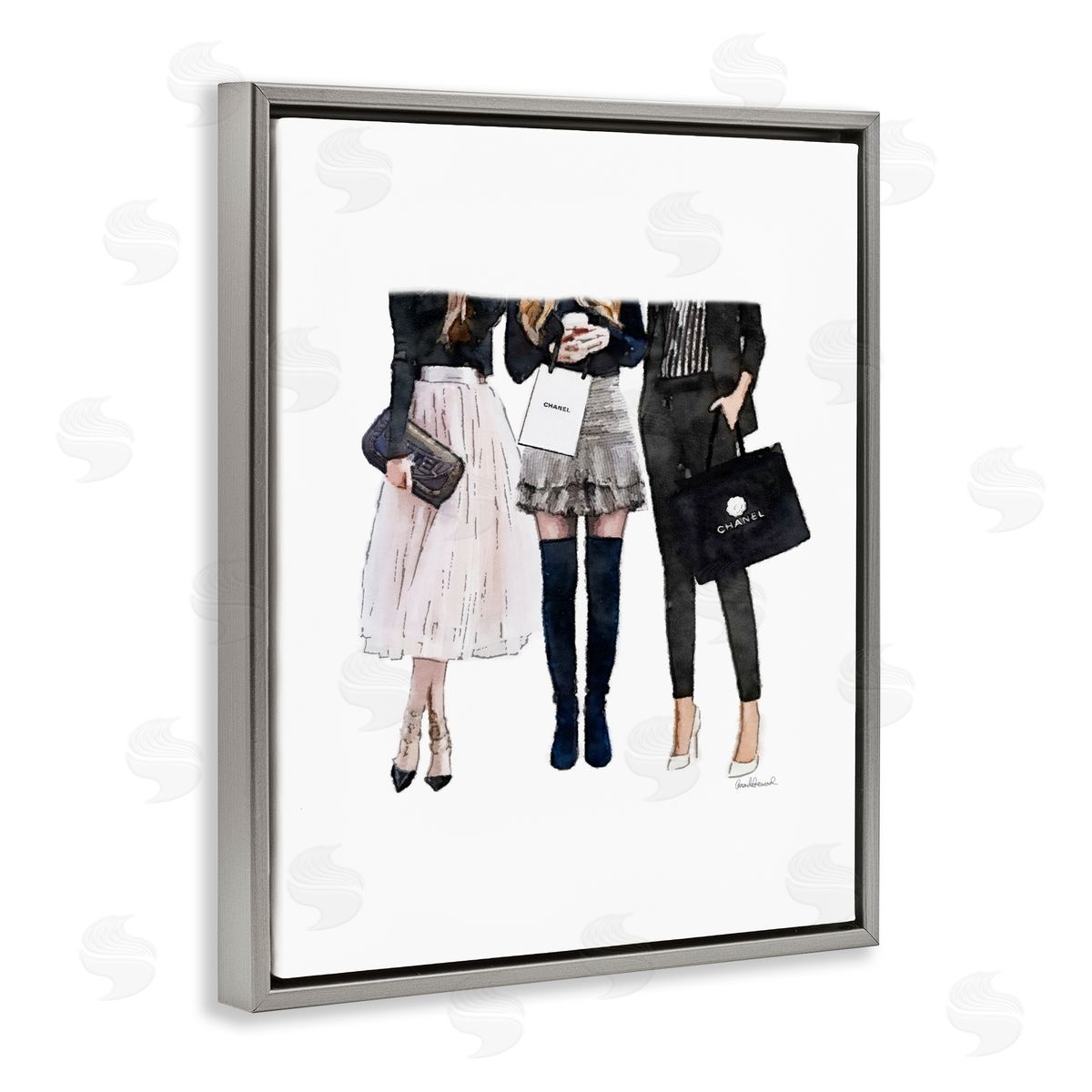Fashion Models Glam Brands Grey Floating Frame Canvas Wall Art, Home Decor by Amanda Greenwood