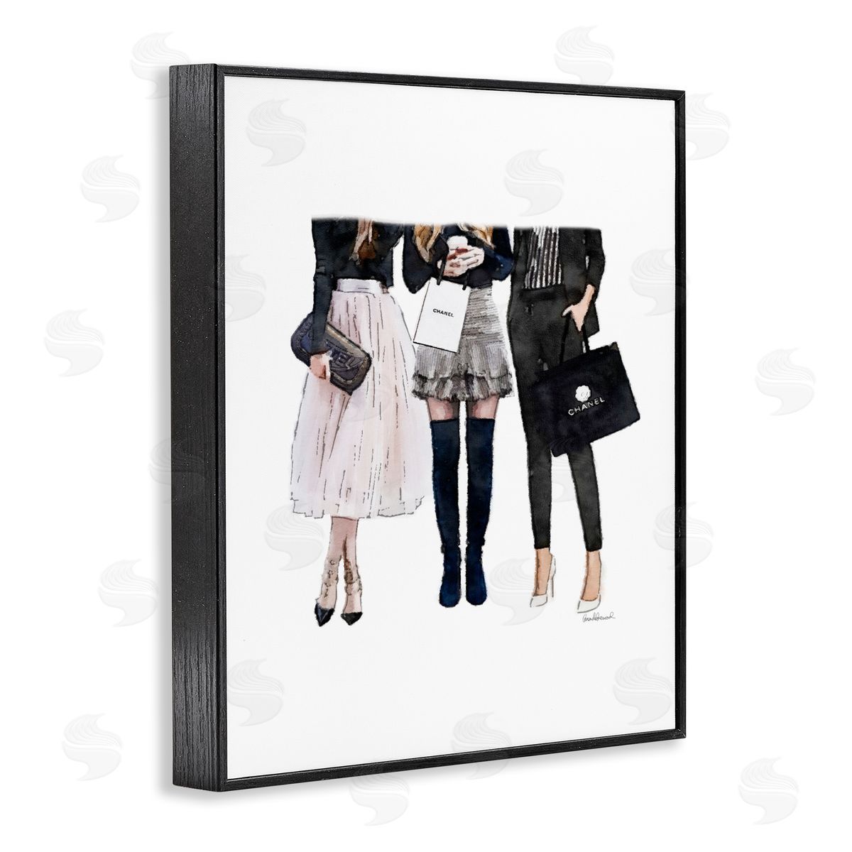 Fashion Models Glam Brands Black Frame Print Wall Art, Home Decor by Amanda Greenwood