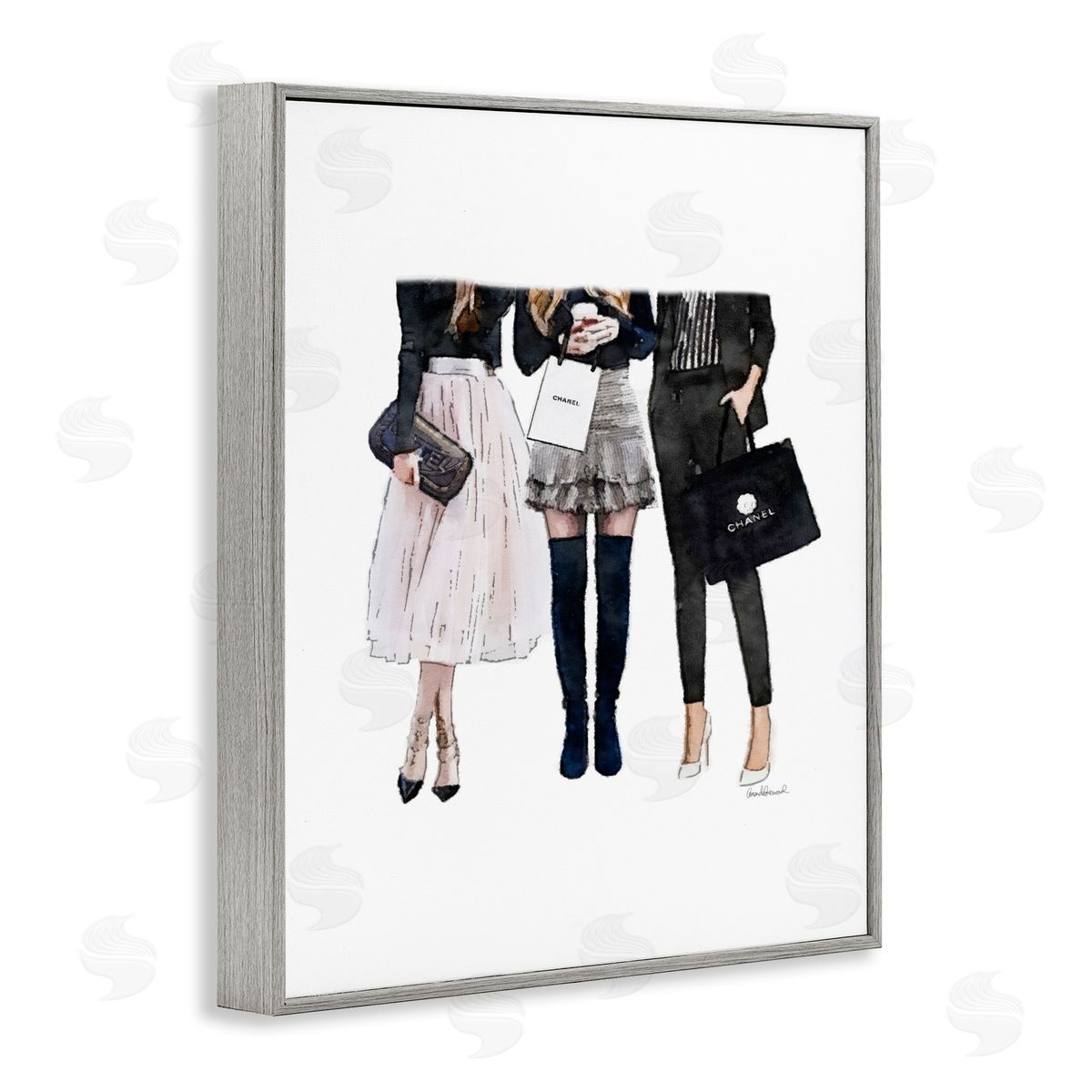 Fashion Models Glam Brands Grey Frame Print Wall Art, Home Decor by Amanda Greenwood