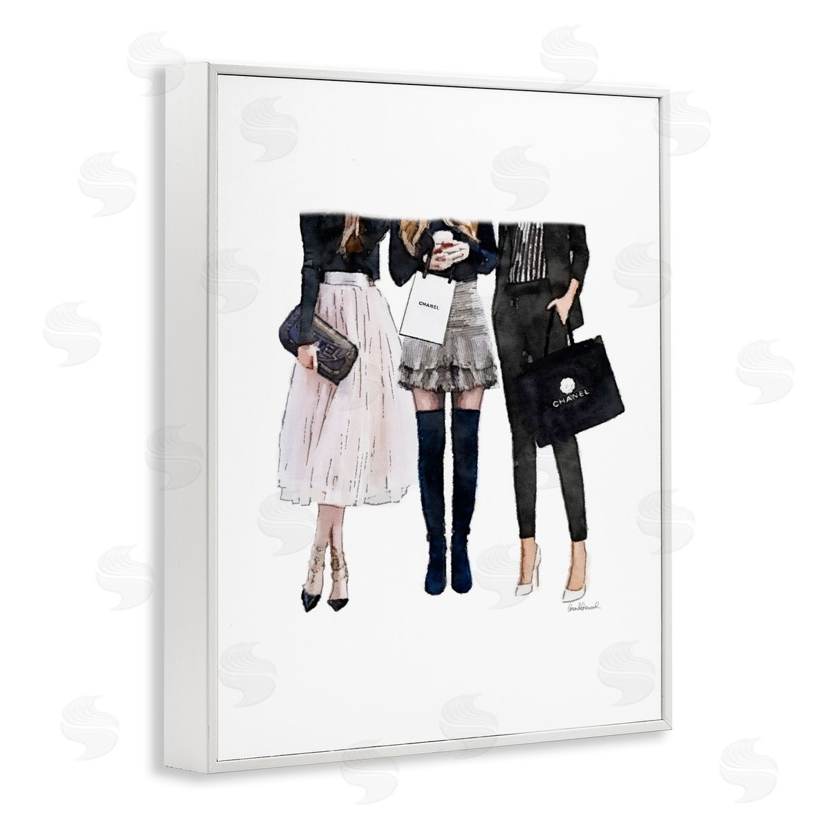 Fashion Models Glam Brands White Frame Print Wall Art, Home Decor by Amanda Greenwood