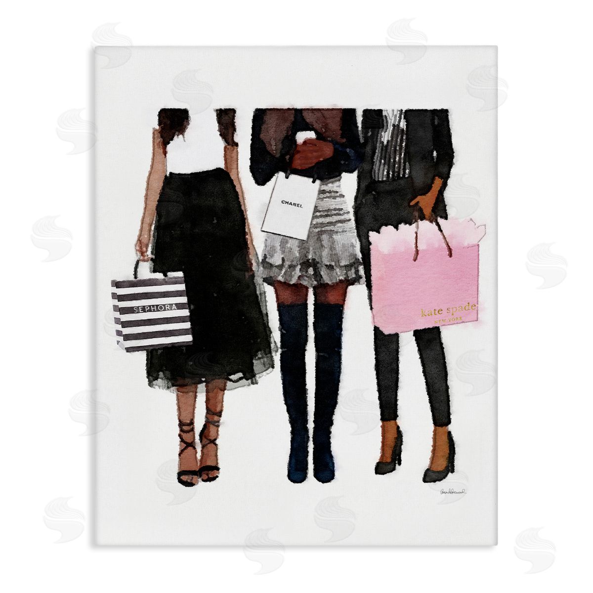 Fashion Models Glam Watercolor Canvas Wall Art, Home Decor by Amanda Greenwood