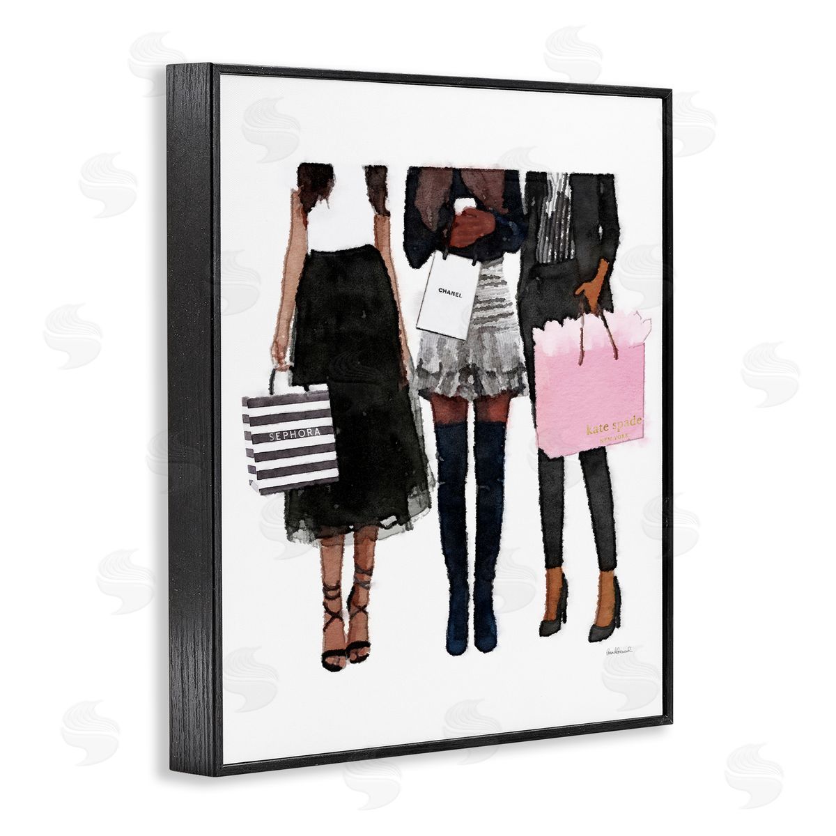 Fashion Models Glam Watercolor Black Frame Print Wall Art, Home Decor by Amanda Greenwood