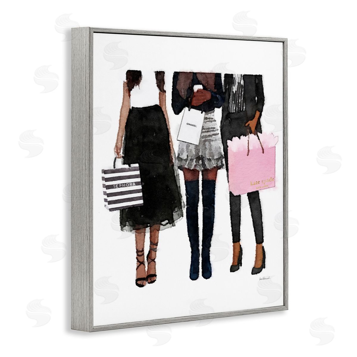 Fashion Models Glam Watercolor Grey Frame Print Wall Art, Home Decor by Amanda Greenwood