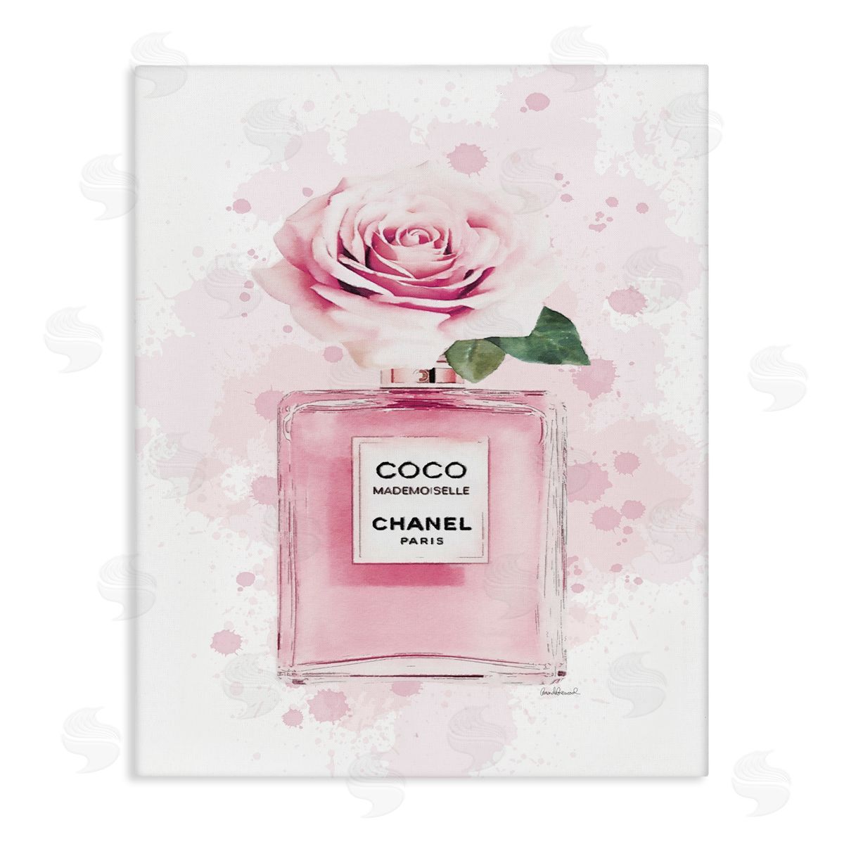 Pink Flower Perfume Canvas Wall Art, Home Decor by Amanda Greenwood