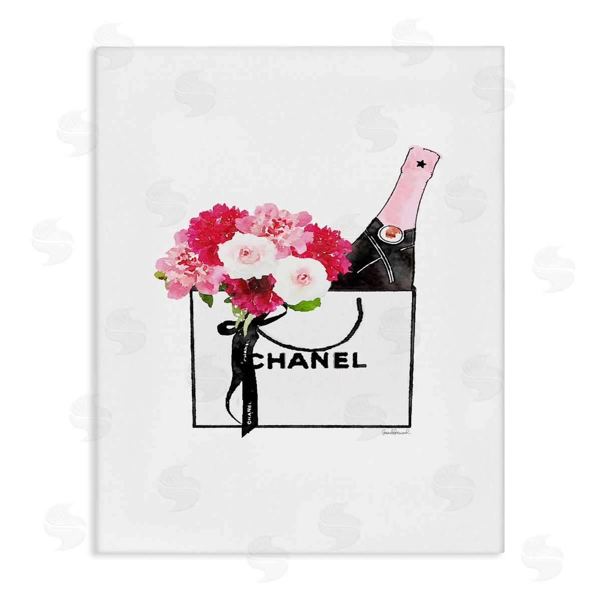Fashion Brand Flowers & Wine Canvas Wall Art, Home Decor by Amanda Greenwood