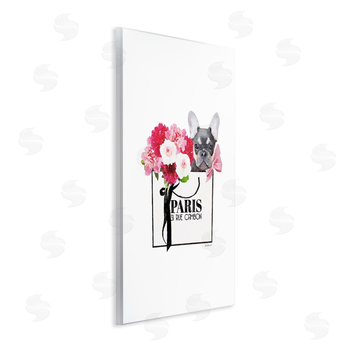 Fashion Bag Flowers & Dog Wood Plaque Wall Art, Home Decor by Amanda Greenwood