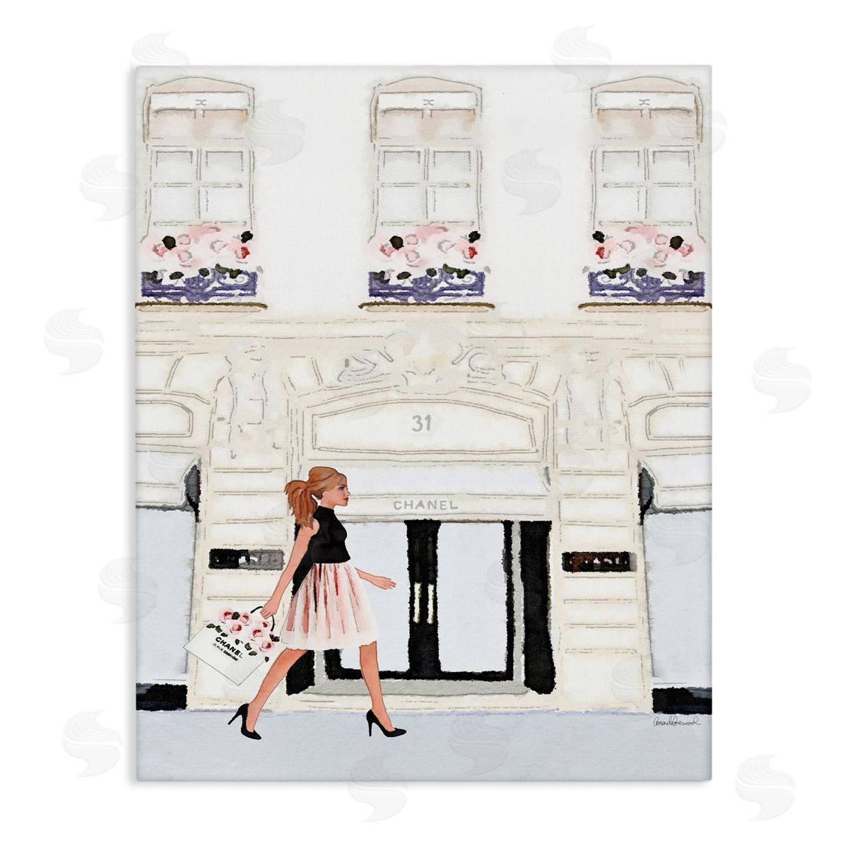 Fashion Building Woman Shopper Canvas Wall Art, Home Decor by Amanda Greenwood