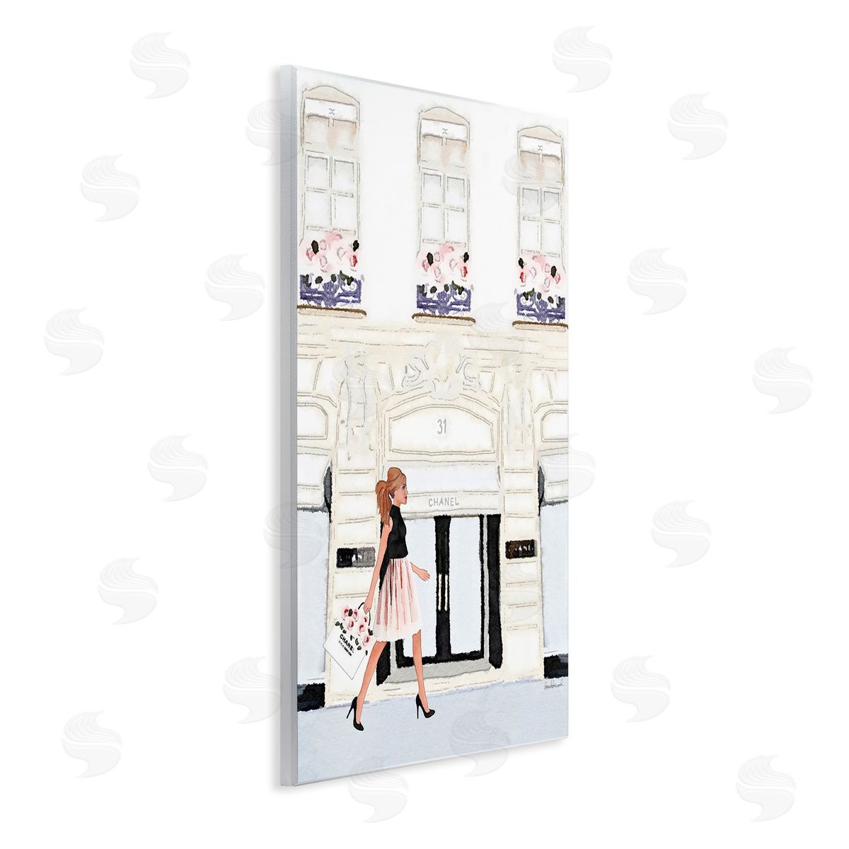 Fashion Building Woman Shopper Wood Plaque Wall Art, Home Decor by Amanda Greenwood